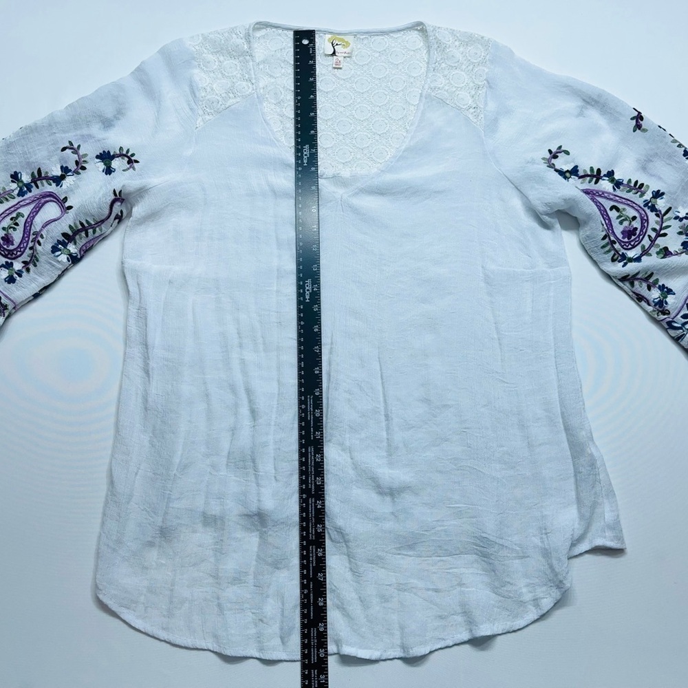 Fig & Flower Embroidered Tunic Womens 2XL Floral Boho Anthropologie Poly Rayon - Picture 9 of 14